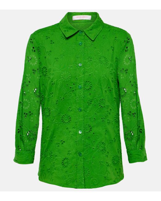 Chemise en coton a broderies anglaises Carolina Herrera en coloris Green