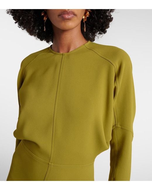 Victoria Beckham Green Dolman Cady Midi Dress