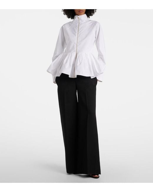 Alaïa White Peplum Cotton Poplin Jacket