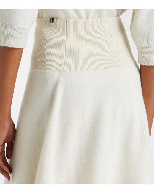 Extreme Cashmere White N°388 Ease Cashmere-Blend Midi Skirt