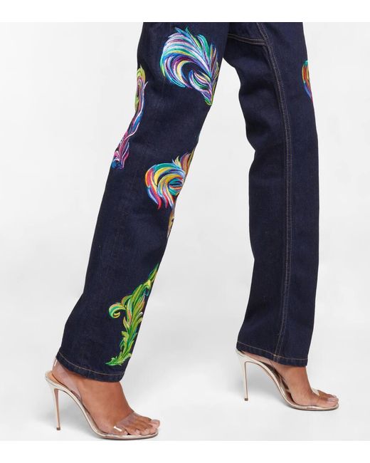 Area Blue High-Rise Straight Jeans