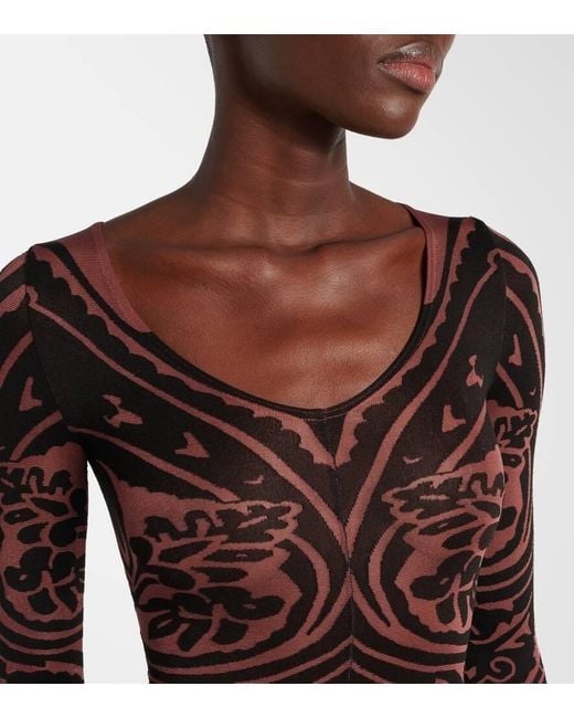 Wolford Brown X Etro Tattoo Paisley Catsuit