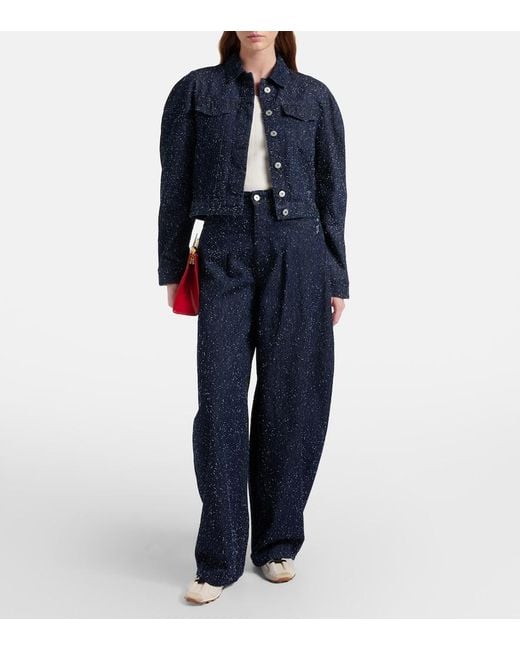 Jacquemus Blue Ovalo De-Nimes Embroidered Denim Jacket