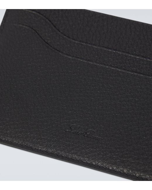 Loro Piana Black Extra Leather Card Holder for men