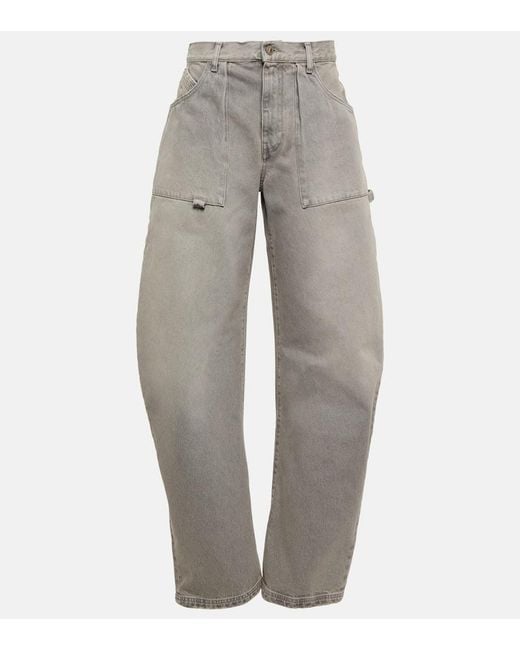 The Attico Gray Effie High-Rise Barrel-Leg Jeans