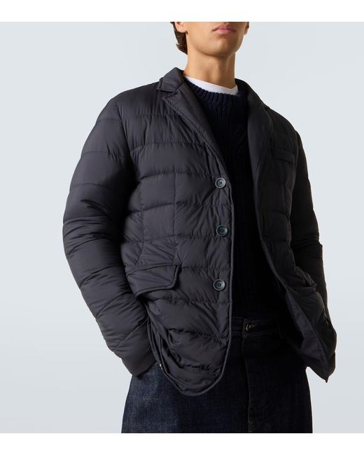 Herno Blue Nylon High-neck Down Jacket for men