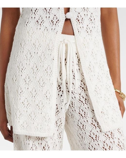 Faithfull The Brand White Fio Pointelle Cotton Vest