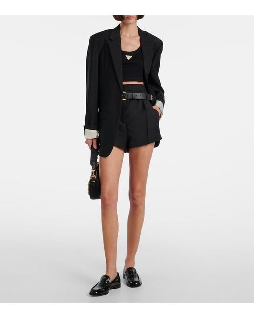 Crop Top De Algodon Con Logo Prada de color Blue