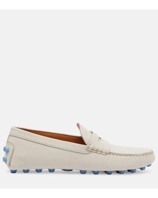 Tod's White Mokassins Gommino Macro Aus Leder