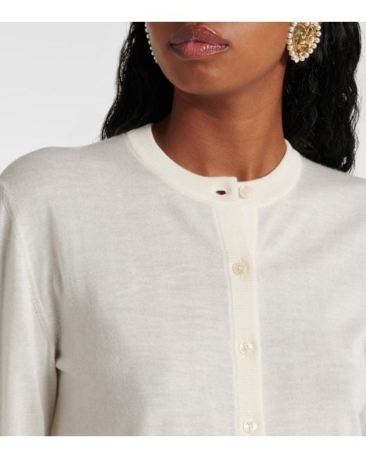Dolce & Gabbana White Dg Cashmere And Silk Cardigan