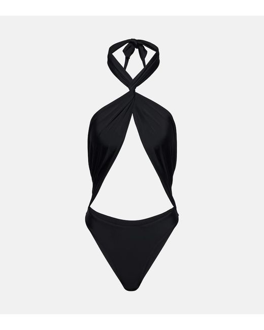 JADE Swim White Apex Halterneck Cutout Swimsuit