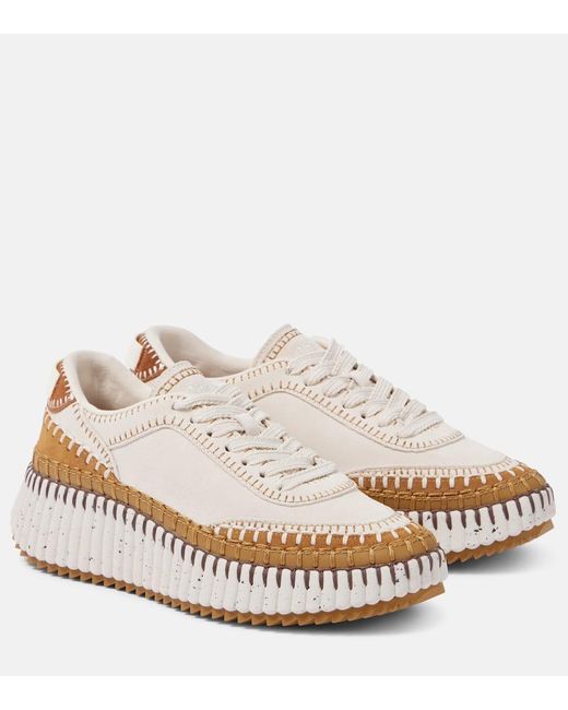 Chloé White Nama Suede Sneakers
