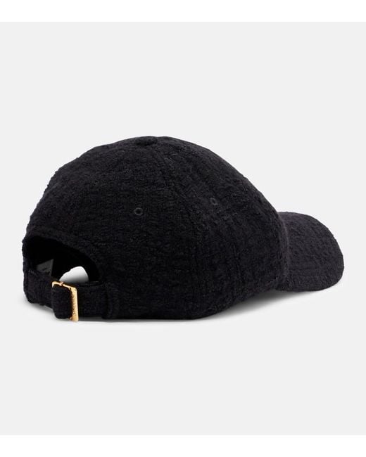 Saint Laurent Black Wool Tweed Baseball Cap