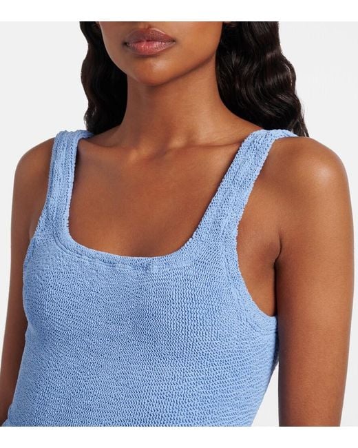 Hunza G Blue Coverage Square Neck Swimsuit