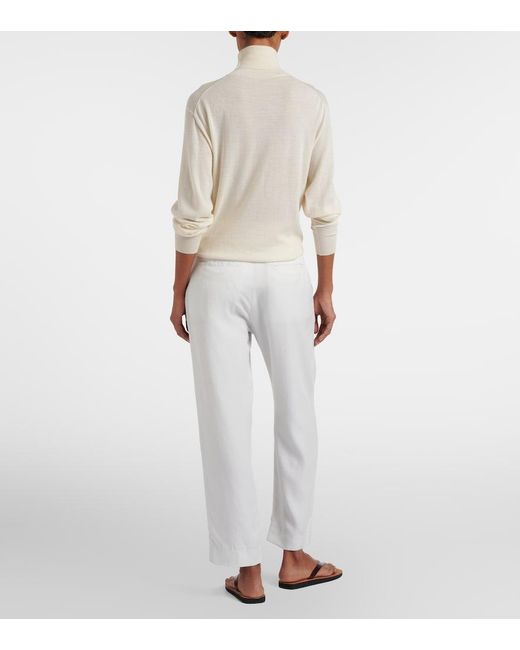 The Row White Igor Cotton Straight Pants
