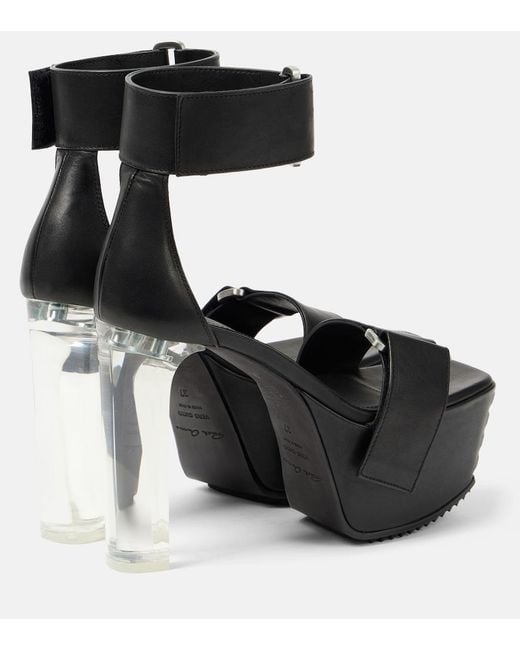 Rick Owens Black Leather Platform Sandals