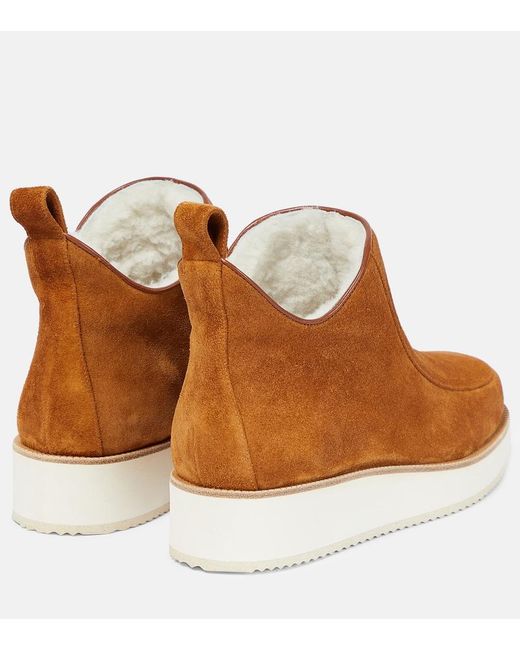 Gabriela Hearst Brown Harry Shearling-Lined Suede Ankle Boots