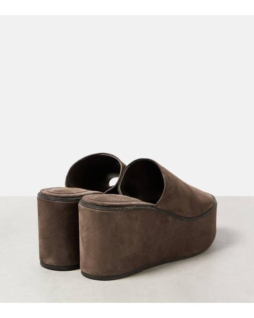 Brunello Cucinelli Brown Wedges With Almond Toe
