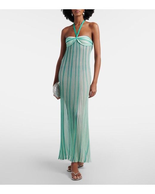 Missoni Blue Striped Halterneck Maxi Dress