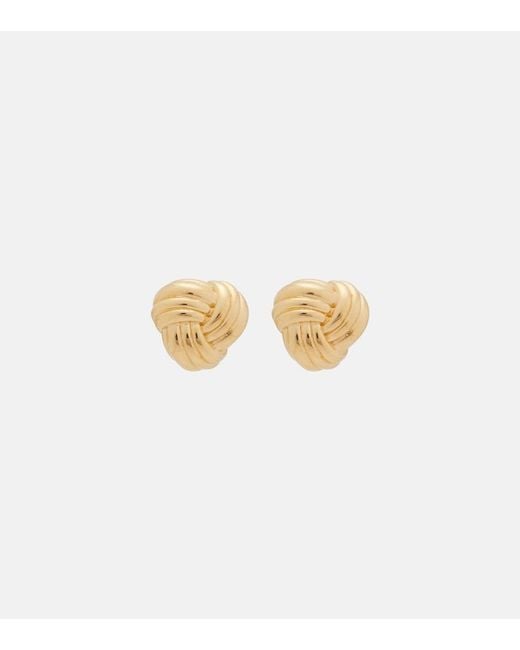 Bottega Veneta White Intreccio 18Kt-Plated Sterling Earrings