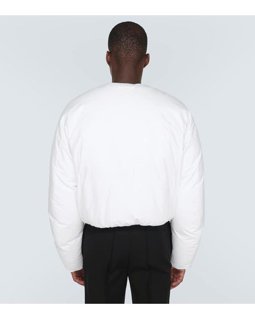 Prada White Cropped Cotton Down Jacket for men