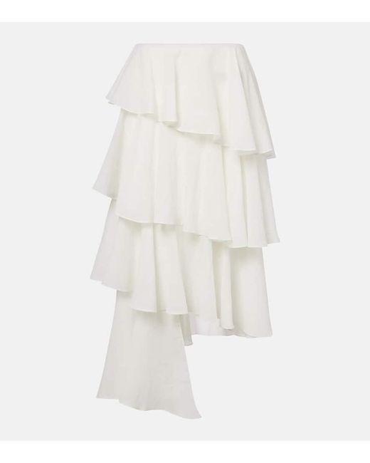 Alaïa White Maxirock Aus Baumwolle Und Leinen