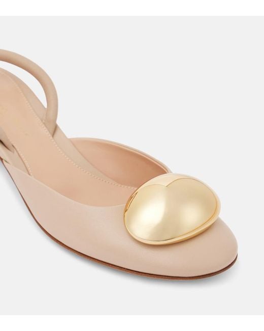 Gianvito Rossi Natural Sphera 45 Leather Slingback Pumps