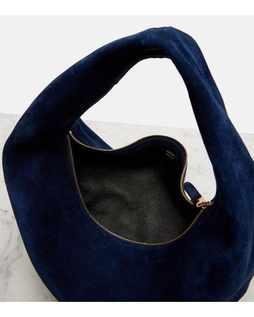 Khaite Blue Olivia Medium Suede Shoulder Bag
