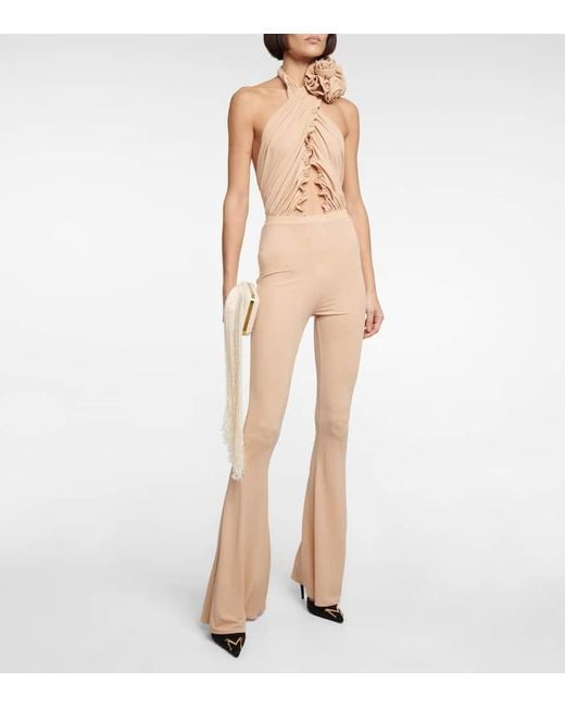 Magda Butrym Natural High-Rise Jersey Flared Pants