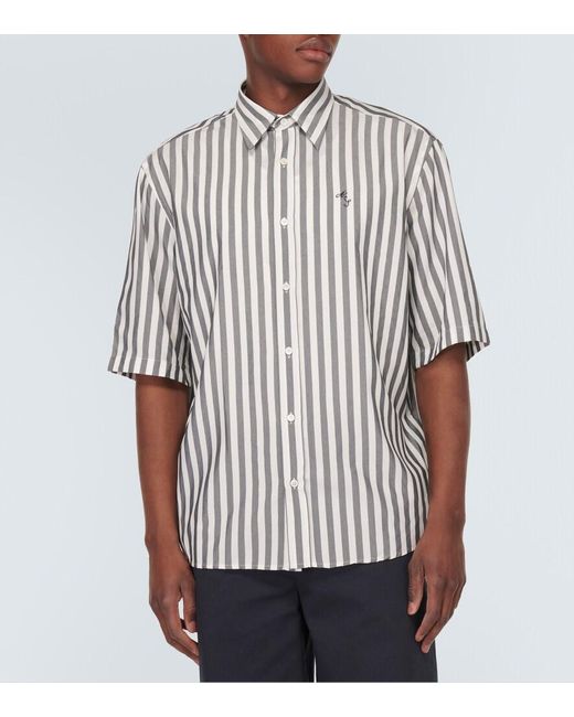 Acne White Oversized Striped Shirt for men