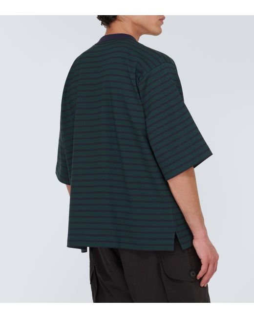 And Wander Green Striped Cotton Jersey T-shirt for men