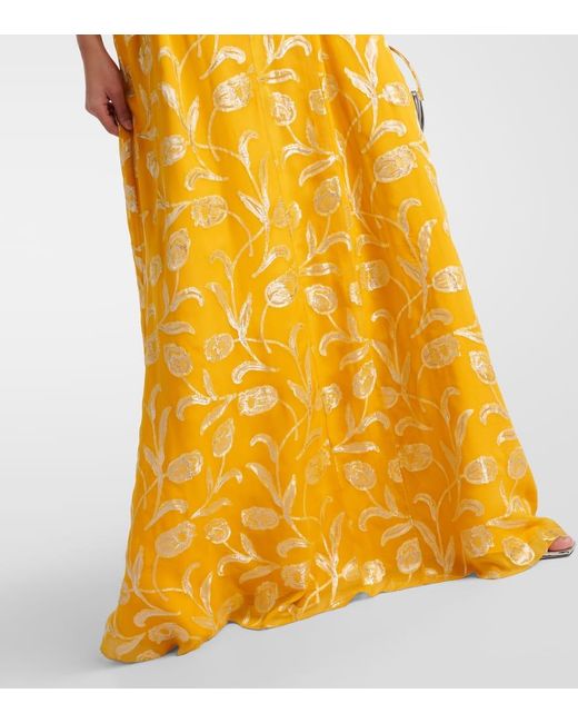 Markarian Yellow Printed Silk-blend Gown