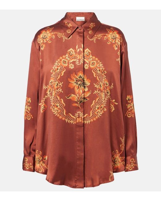 ALÉMAIS Orange Hemd Seraphina Aus Seidensatin
