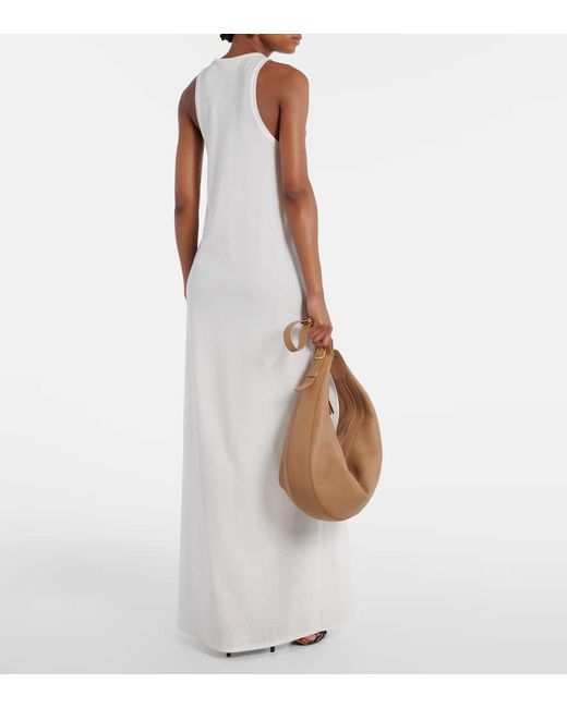 Khaite White Vernetta Cotton-Blend Jersey Maxi Dress