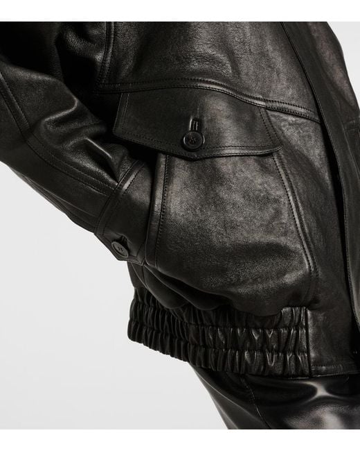 Saint Laurent Black Oversize-Lederjacke