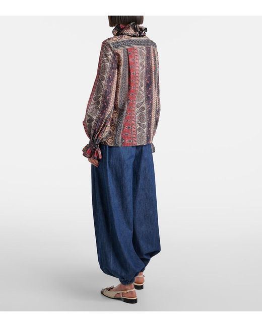 Valentino Brown Paisley Cotton Muslin Blouse