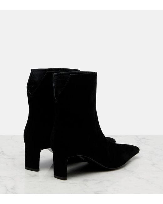 Khaite Black Ona 55 Suede Ankle Boots