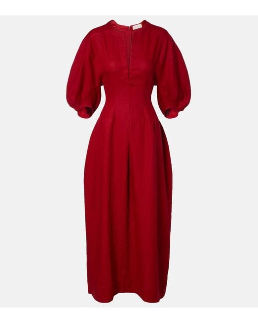 Faithfull The Brand Red Soleil Linen Maxi Dress
