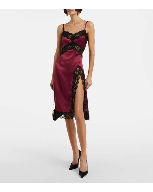Dolce & Gabbana Red Silk And Cotton-Blend Midi Dress