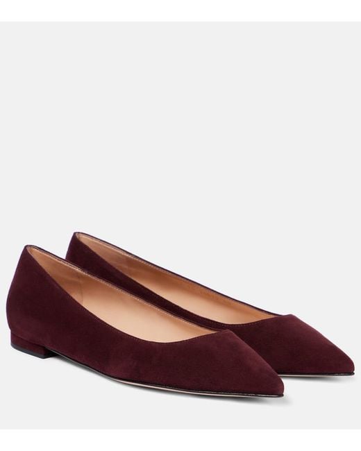 Gianvito Rossi Red Gianvito Suede Ballet Flats