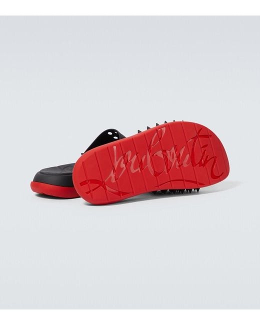 Christian Louboutin Red Take It Easy Spiked Slides for men
