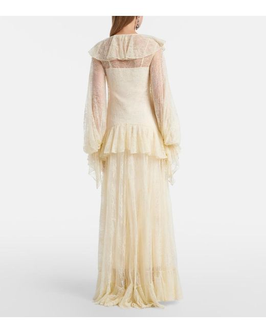 Robe Longue Esen En Dentelle A Volants De La Vali en coloris Natural