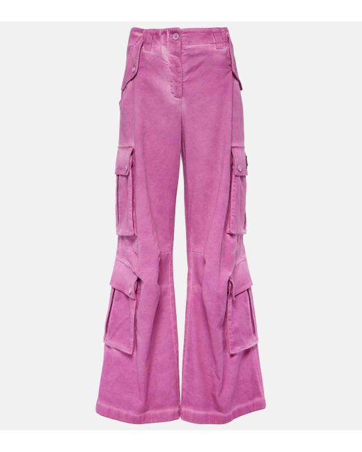 Dolce & Gabbana Pink Mid-rise Cotton Flared Cargo Pants