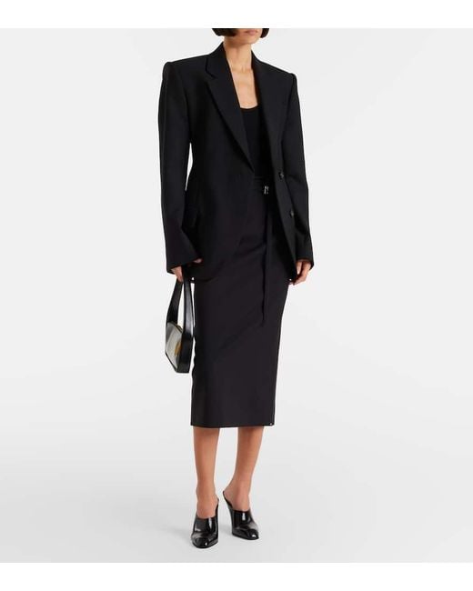 Blazer Cruzado De Lona Con Peplum Sportmax de color Black