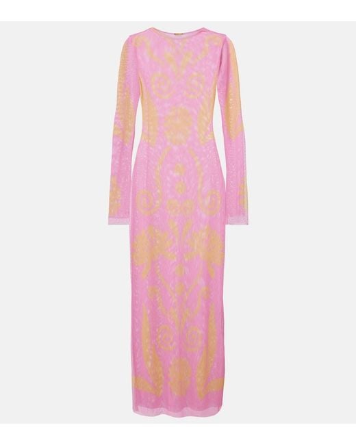 Cala De La Cruz Pink Tania Printed Maxi Dress