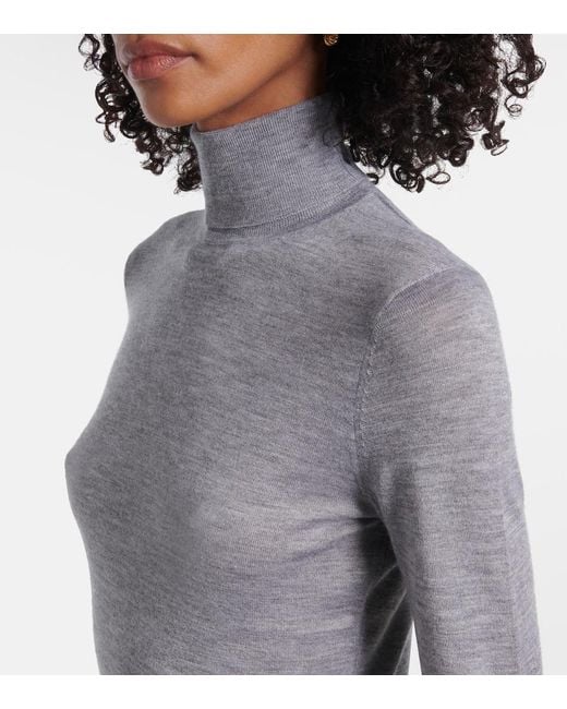 Gabriela Hearst Gray Costa Cashmere And Silk Turtleneck Top
