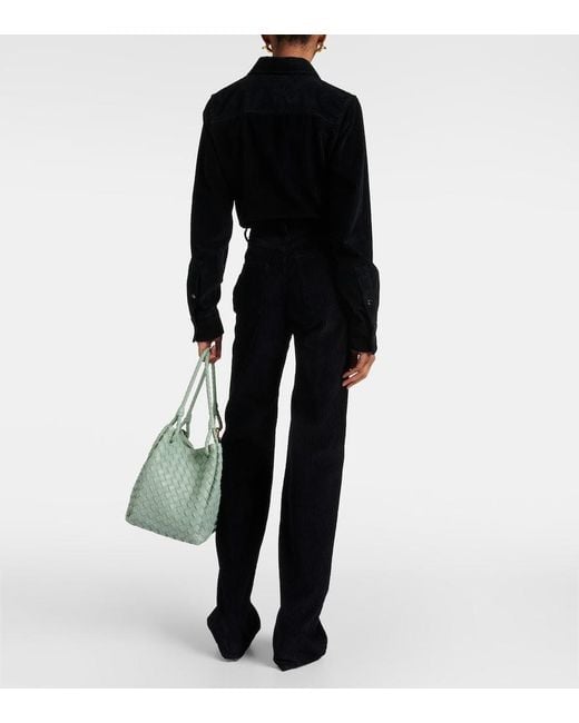 Bottega Veneta Blue High-Rise Cotton Corduroy Straight Pants