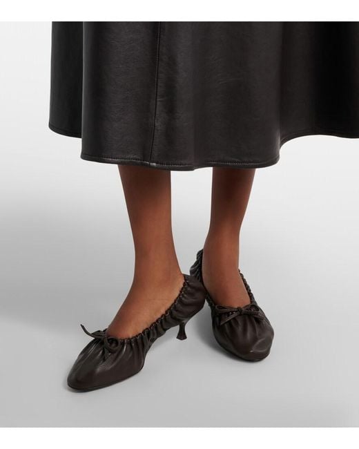 Herbert Levine Black Gather Around Ruched Leather Pumps