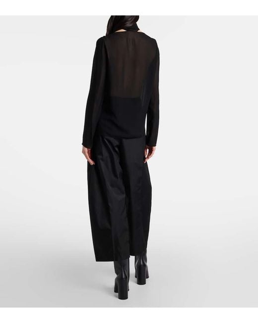 Blusa Trasnparente Con Lazada Alaïa de color Black