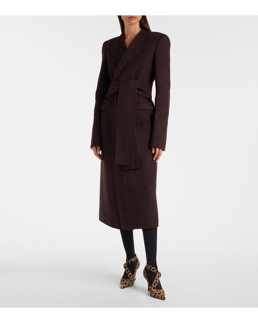 Khaite Black Jelson Wool Wrap Coat